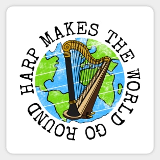 Harp Makes The World Go Round, Harpist Earth Day Sticker